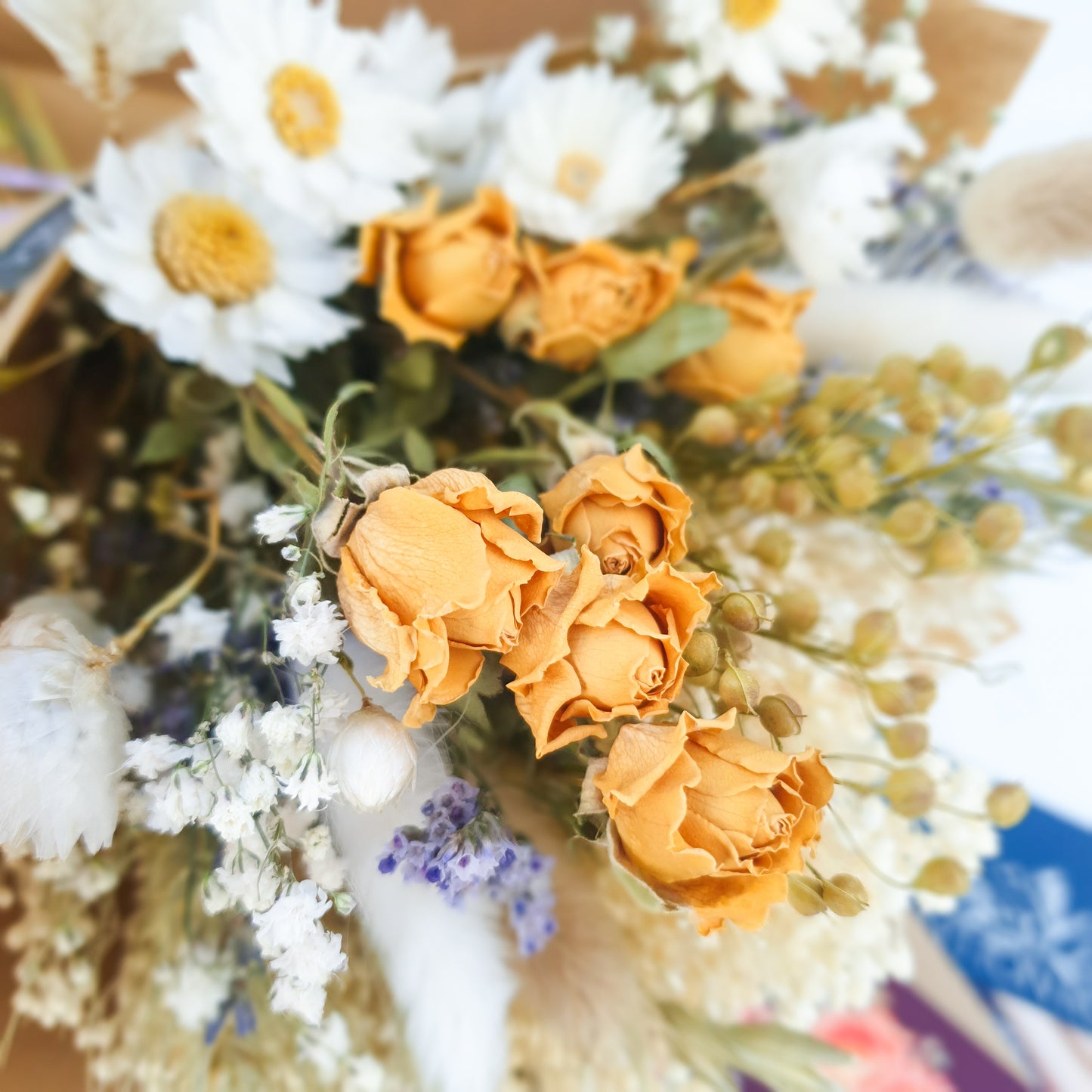 "Cottage Garden" Mini Dried Flower Bouquet- Yellow