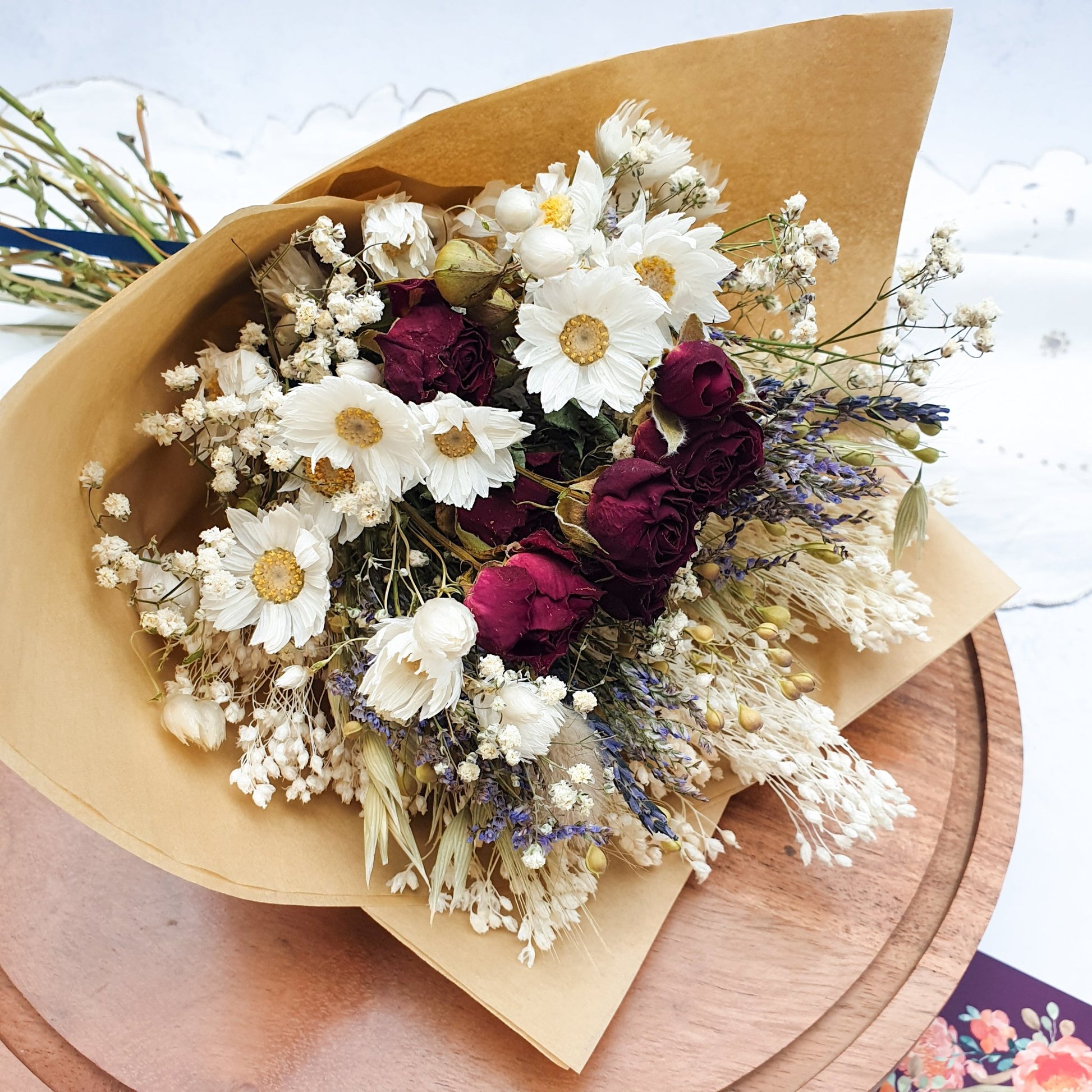 "Cottage Garden" Mini Dried Flower Bouquet- Red - Lytton Rose Botanical