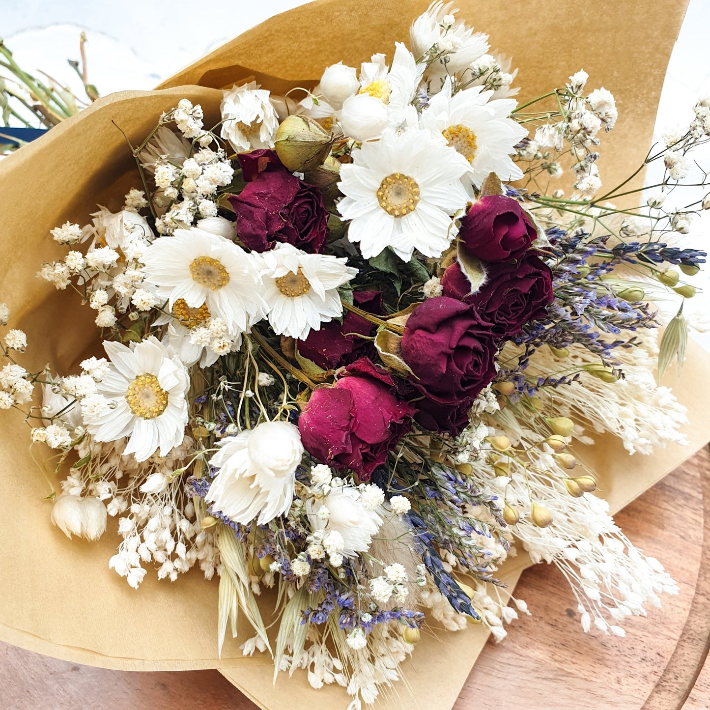 "Cottage Garden" Mini Dried Flower Bouquet- Red - Lytton Rose Botanical