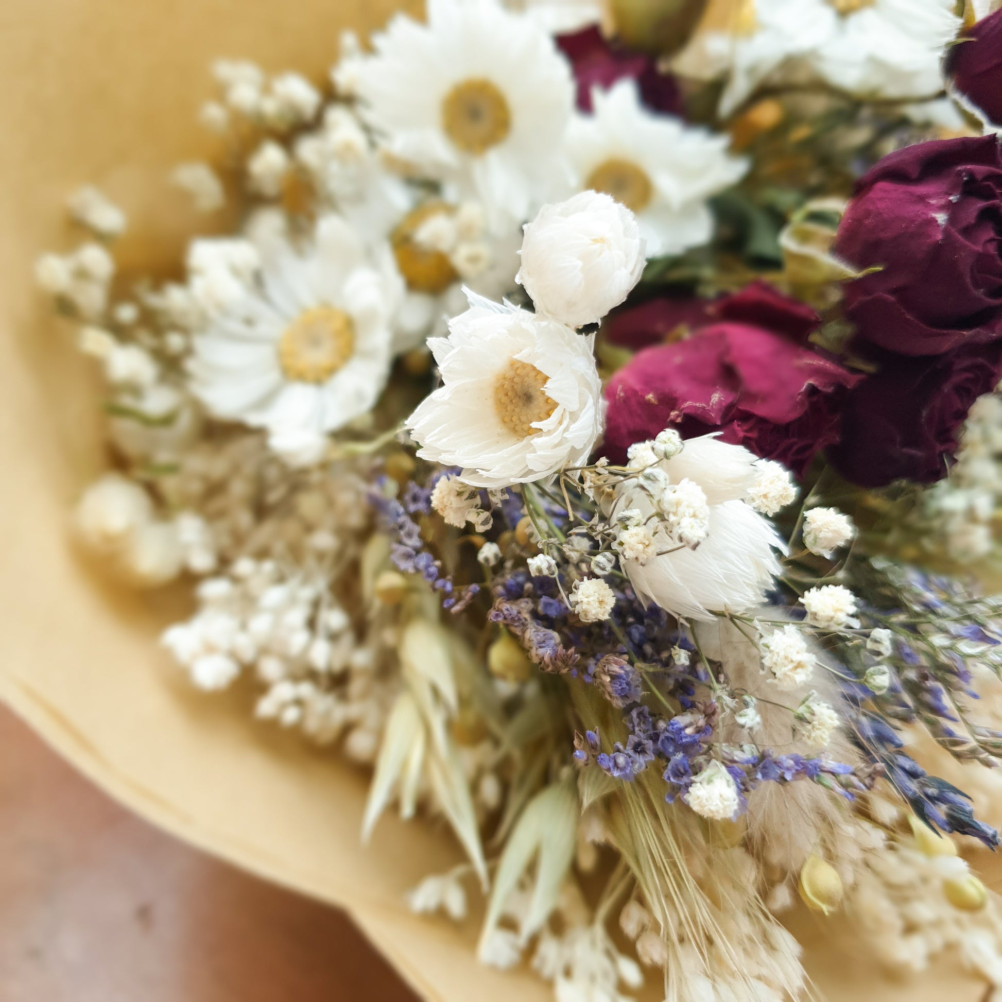 "Cottage Garden" Mini Dried Flower Bouquet- Red - Lytton Rose Botanical