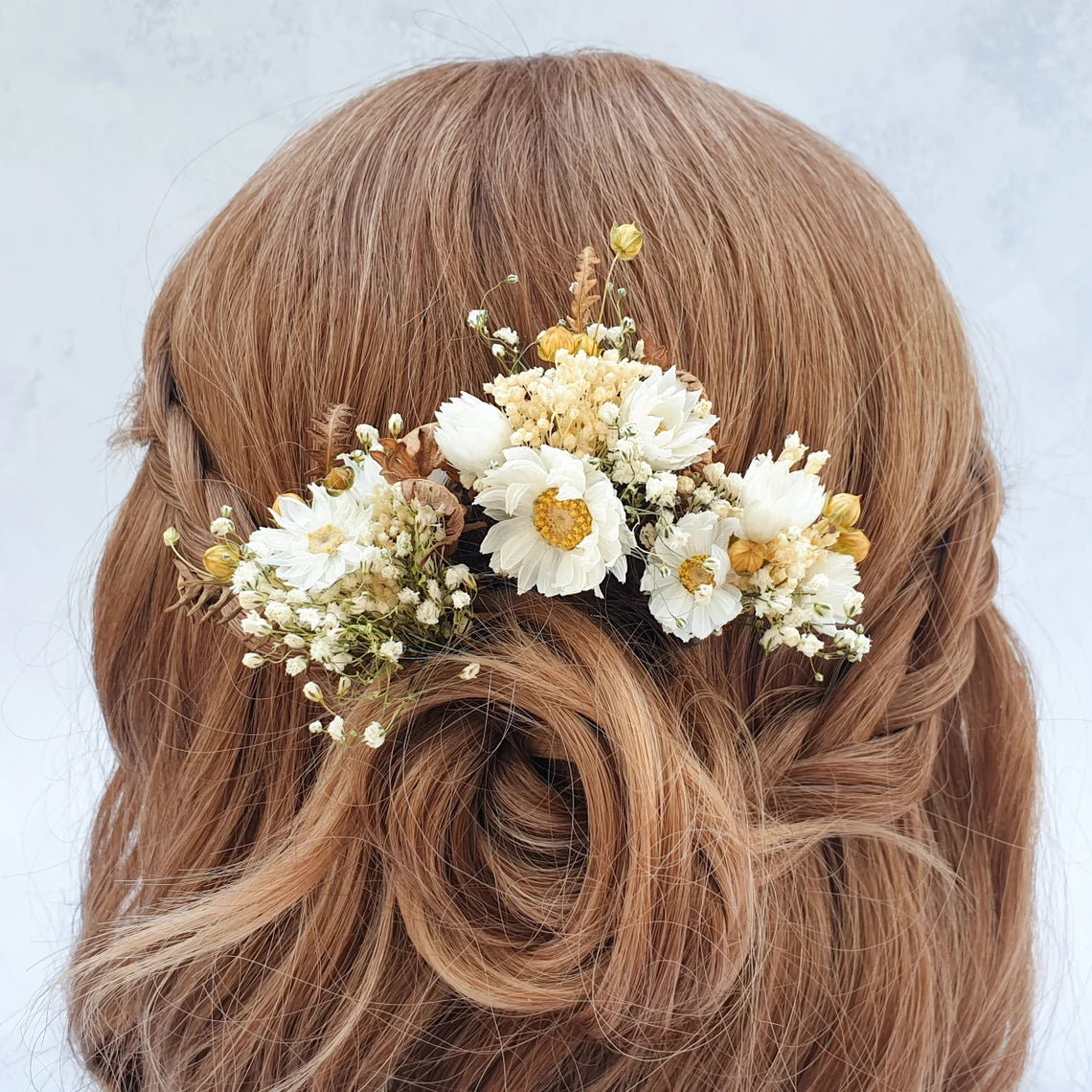 "Love in a Mist" Dried Flower Daisy & Fern Hair Pins - Lytton Rose Botanical