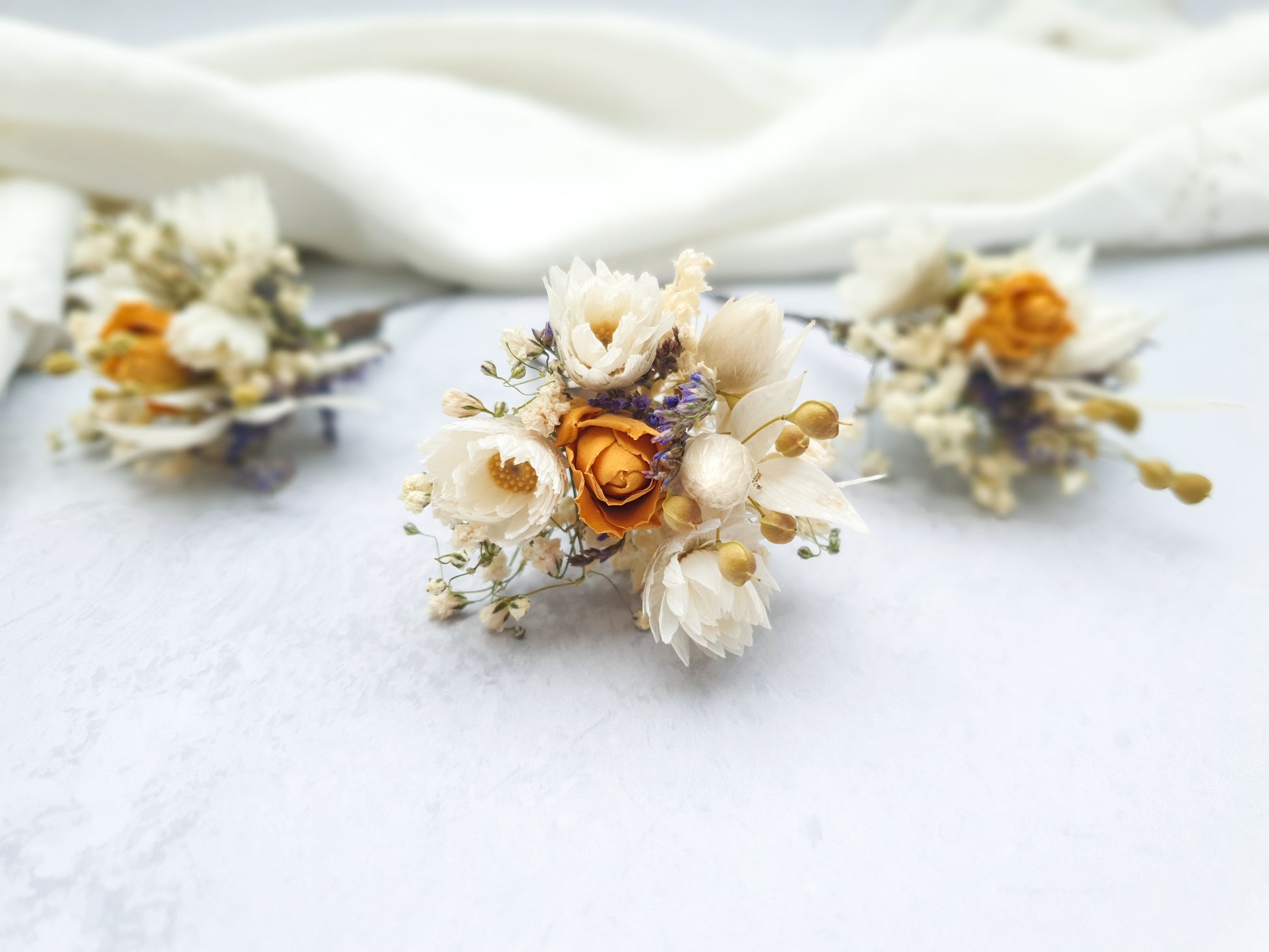 "Cottage Garden" Dried Flower Rose Hair Pins- Yellow - Lytton Rose Botanical