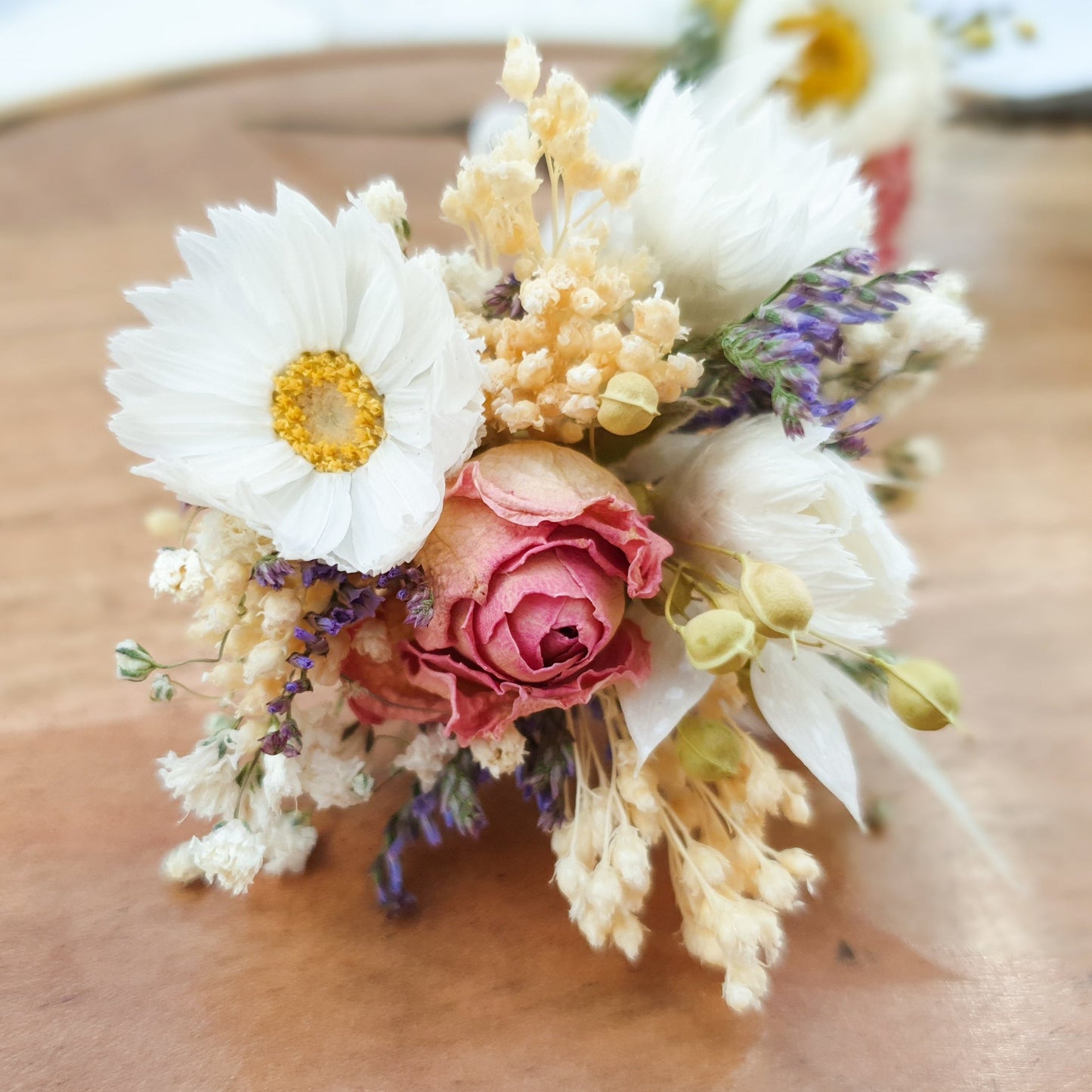 "Cottage Garden" Dried Flower Rose Hair Pins- Pink - Lytton Rose Botanical