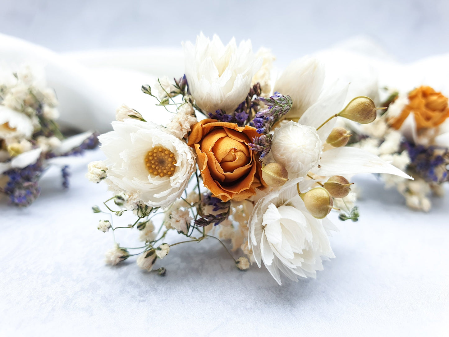 "Cottage Garden" Dried Flower Rose Hair Pins- Yellow - Lytton Rose Botanical