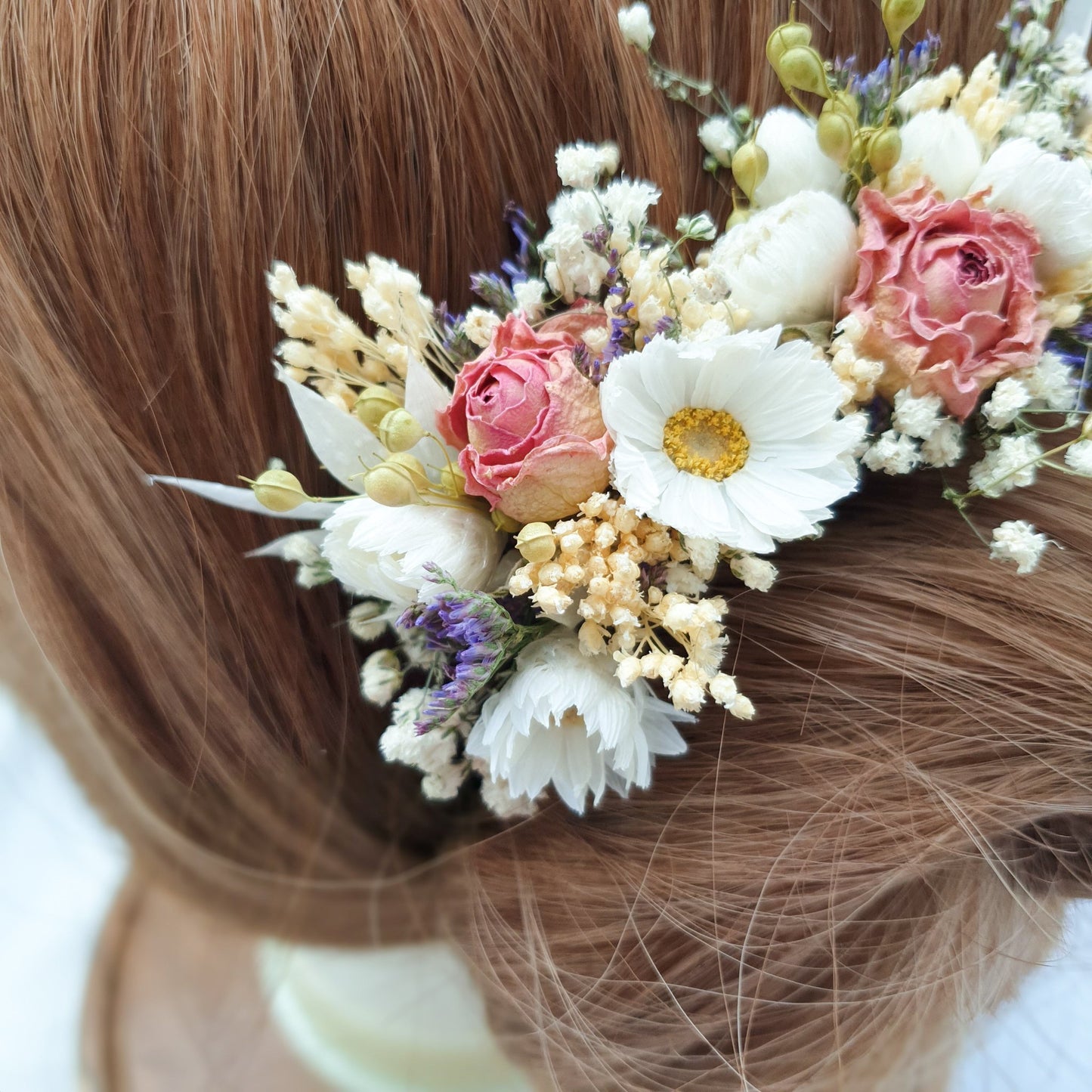 "Cottage Garden" Dried Flower Rose Hair Pins- Pink - Lytton Rose Botanical