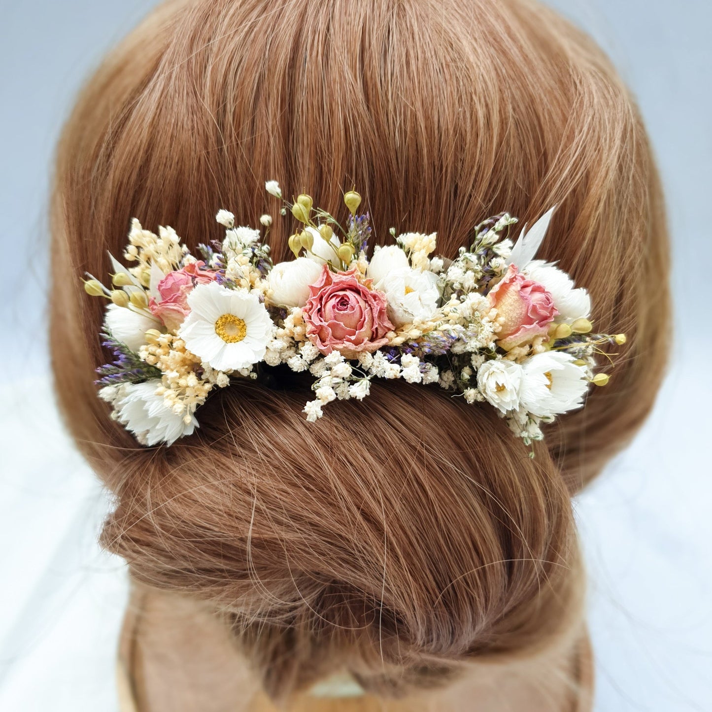 "Cottage Garden" Dried Flower Rose Hair Pins- Pink - Lytton Rose Botanical