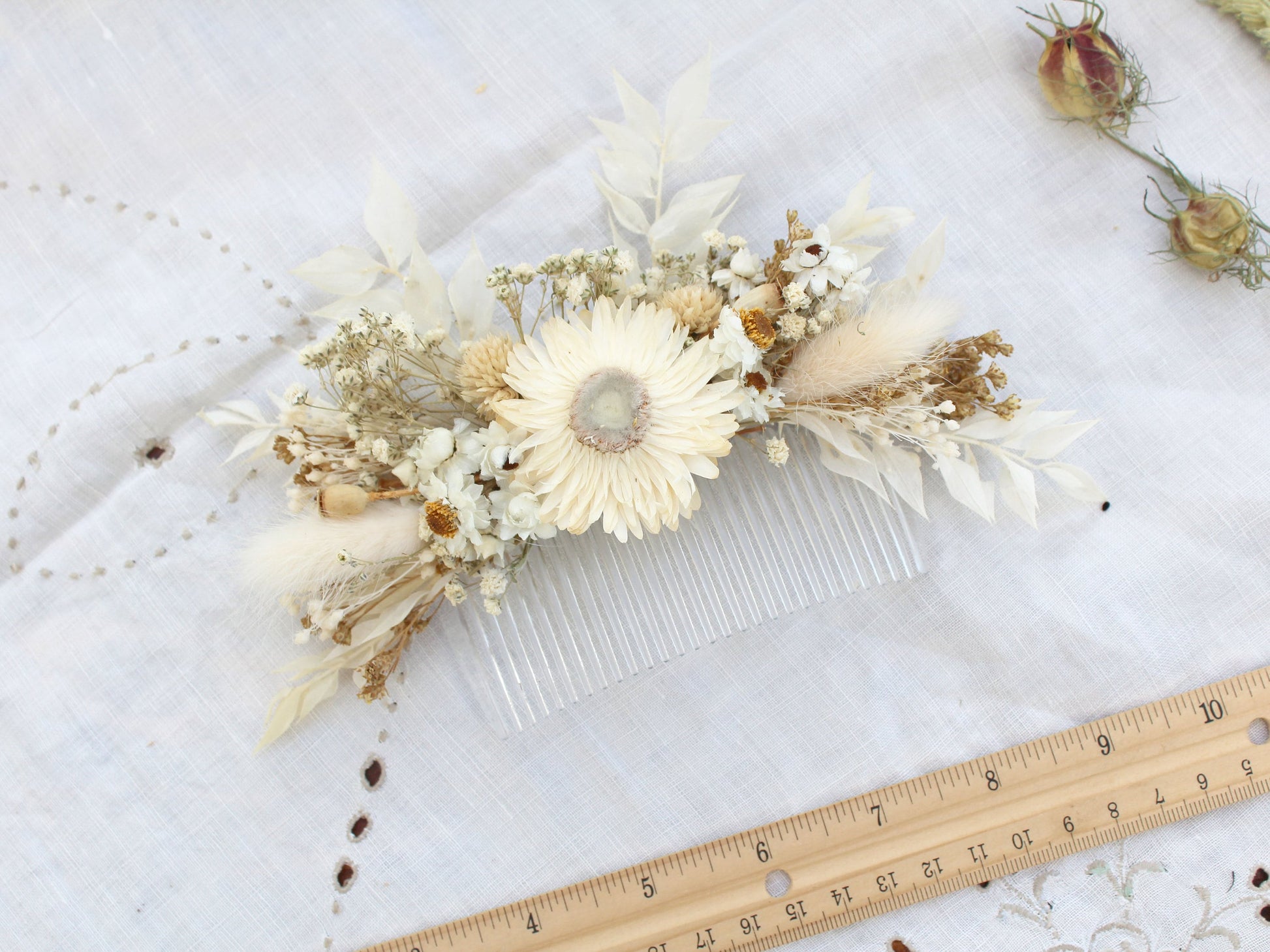 "Love In A Mist" Dried Flower Hair Comb - Lytton Rose Botanical